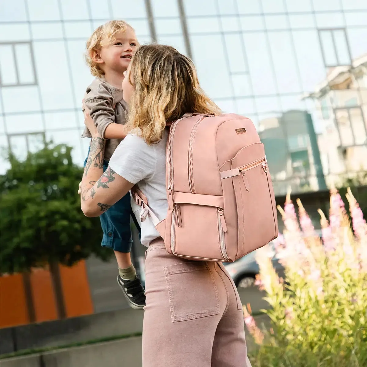 2-in-1 Provisions Breast Pump & Diaper Bag Backpack in Toffee Rose