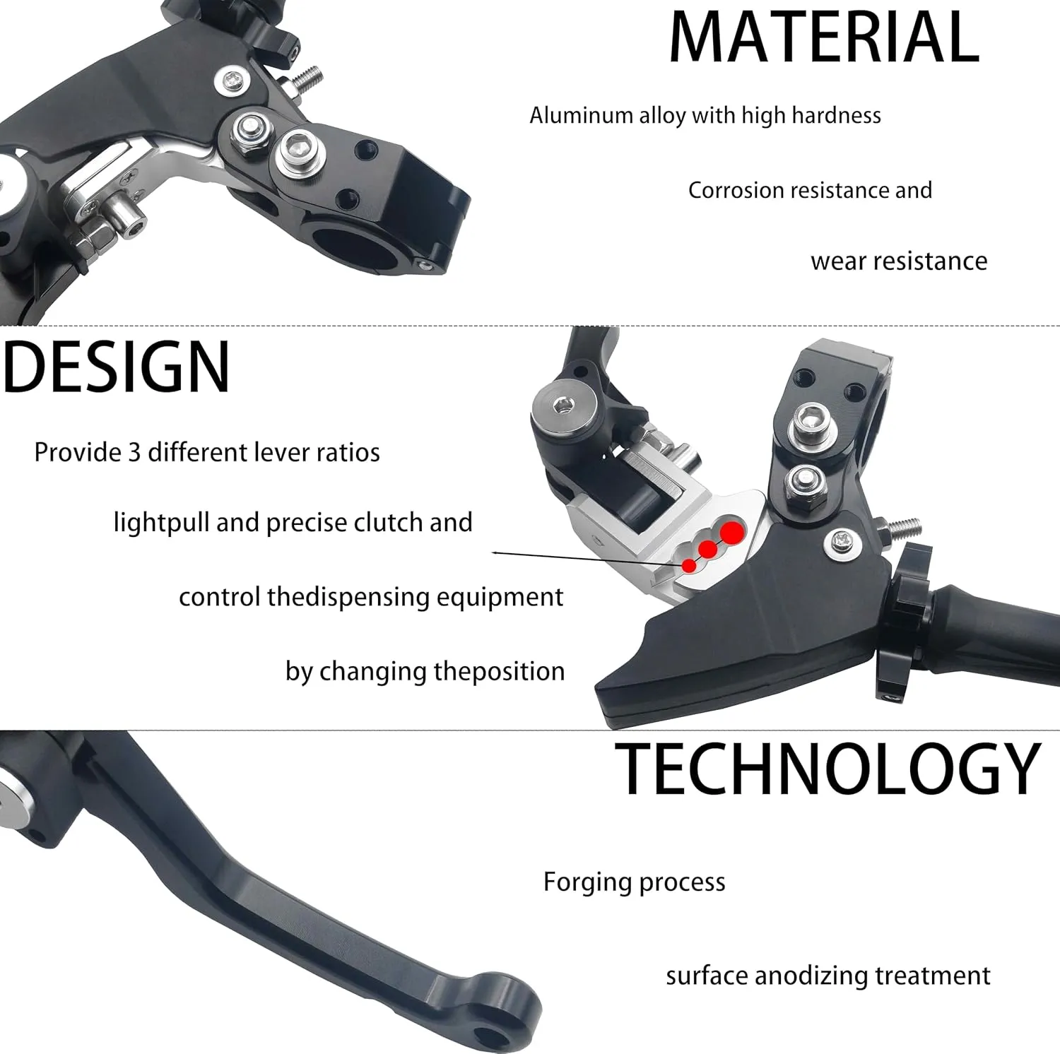 7/8" 22mm Universal Motorcycle Aluminum 360  Alloy Foldable Clutch Handle Motorcycle Clutch Handle with Mounting Seat for Motorcycle Street Sport Dirt Pit Mini Bikes Scooter ATV (Black)