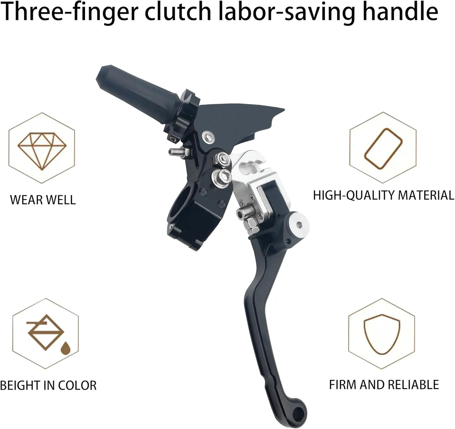 7/8" 22mm Universal Motorcycle Aluminum 360  Alloy Foldable Clutch Handle Motorcycle Clutch Handle with Mounting Seat for Motorcycle Street Sport Dirt Pit Mini Bikes Scooter ATV (Black)