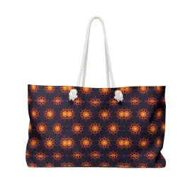 Abstract Orange Pattern Oversized Polyester Weekender
