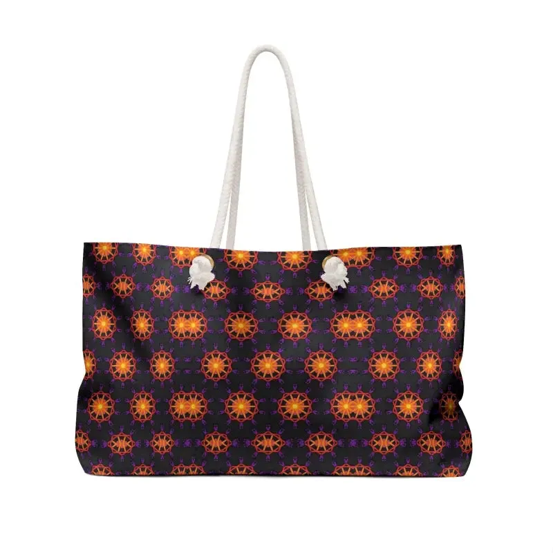 Abstract Orange Pattern Oversized Polyester Weekender