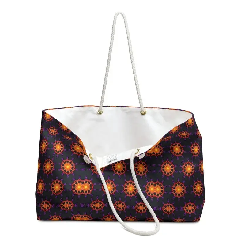 Abstract Orange Pattern Oversized Polyester Weekender