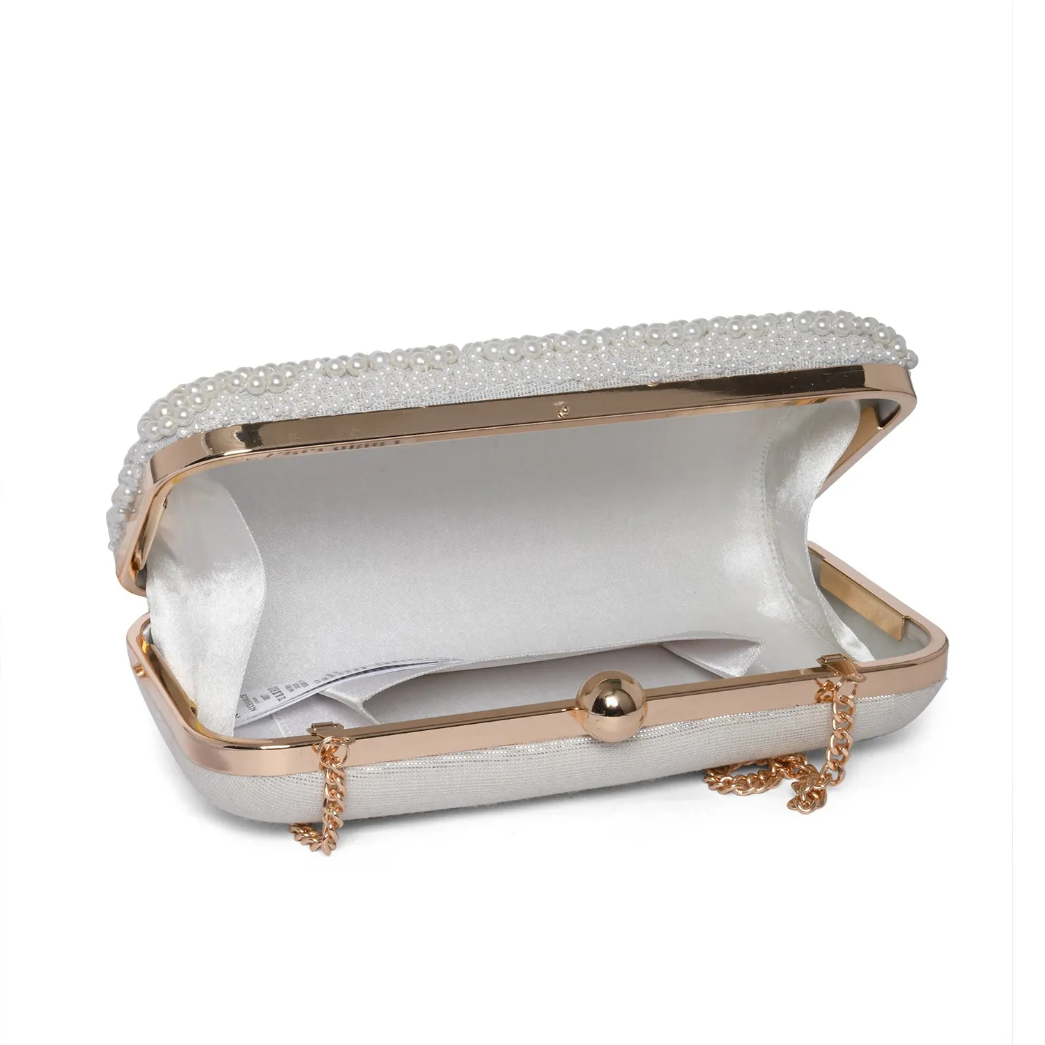 Accessorize London Women's Hand Beaded Heart Encrusted Hardcase Party Clutch