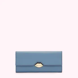 AIRFORCE BLUE LEATHER SOLID LIP CORA WALLET