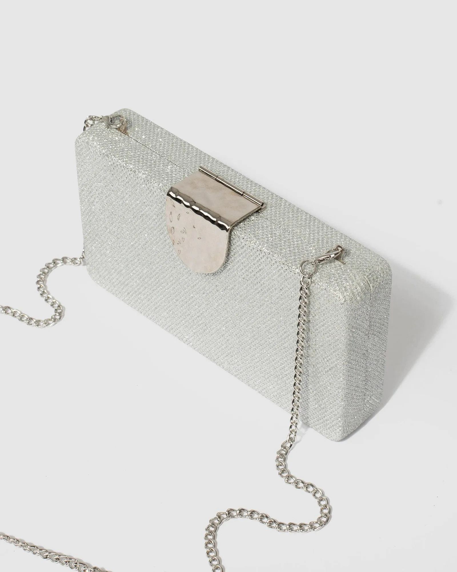Ajala Clasp Hardcase Silver Clutch Bag