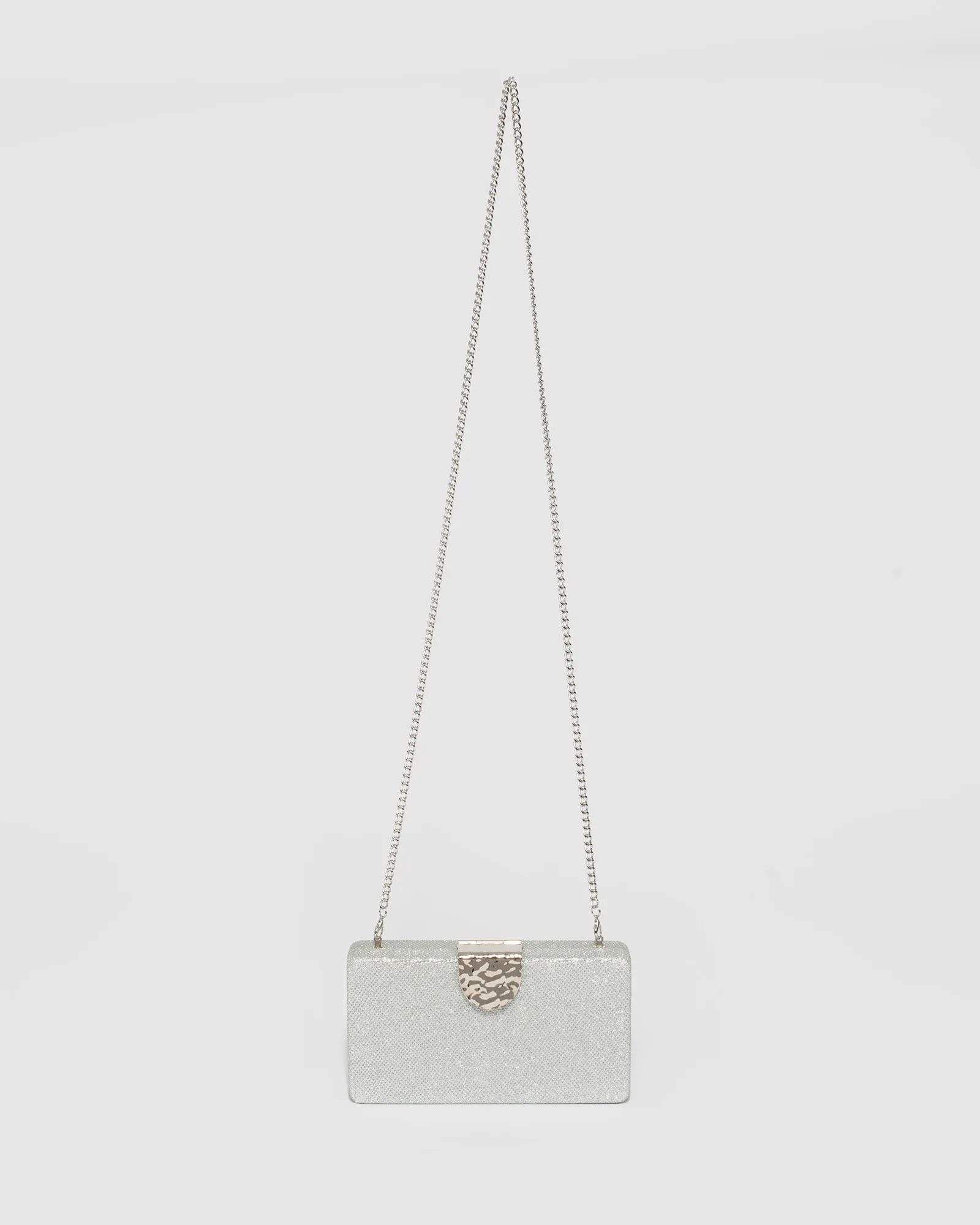 Ajala Clasp Hardcase Silver Clutch Bag