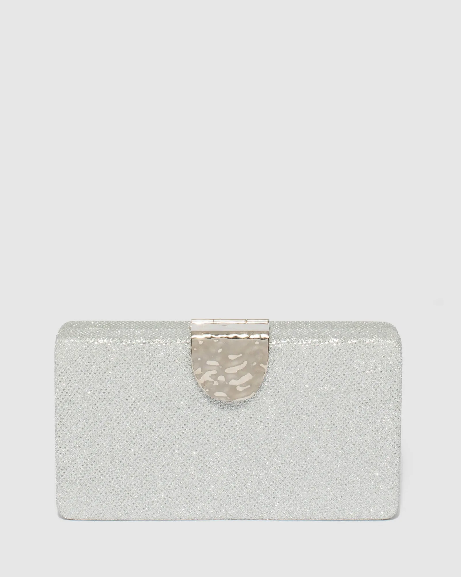Ajala Clasp Hardcase Silver Clutch Bag