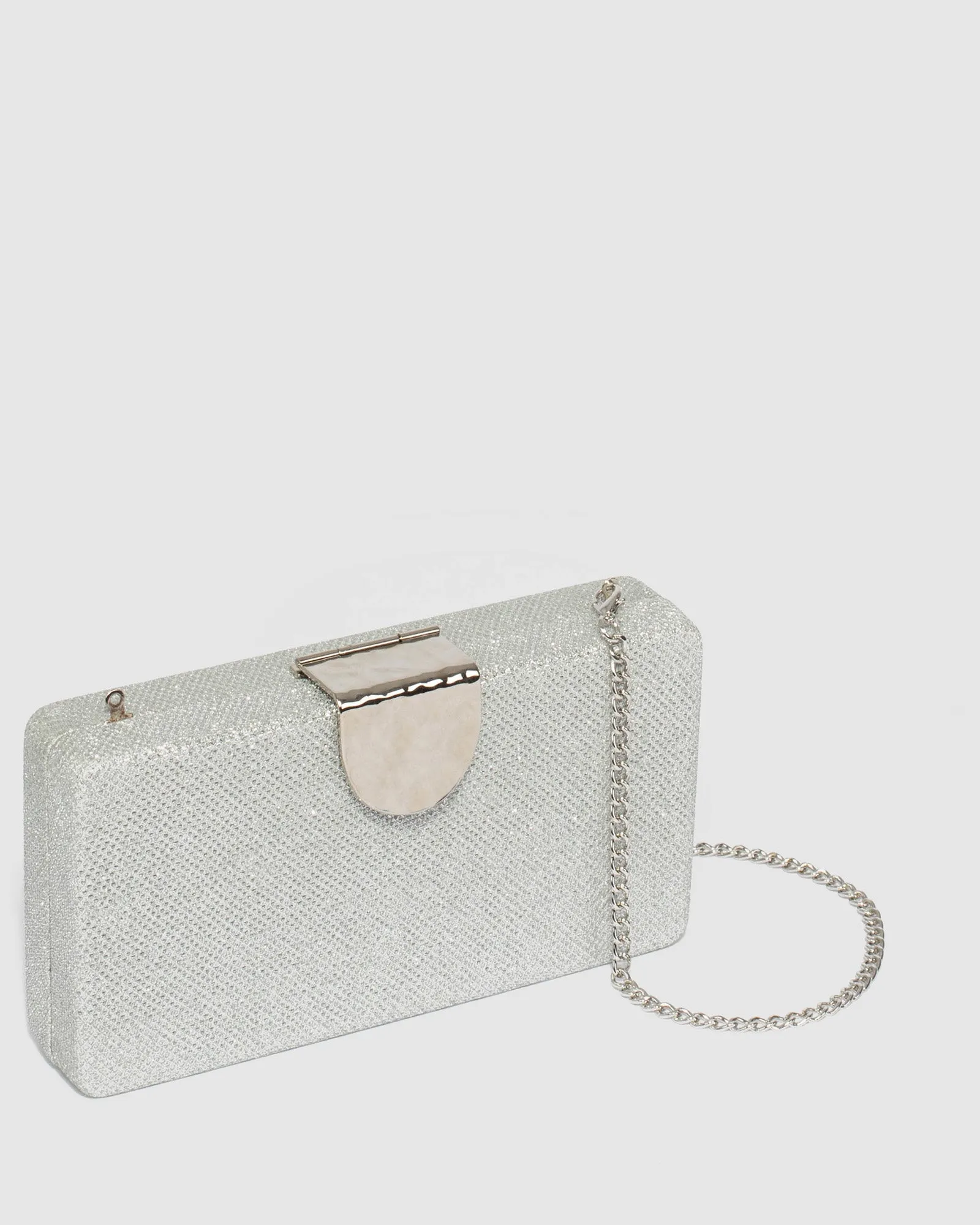 Ajala Clasp Hardcase Silver Clutch Bag