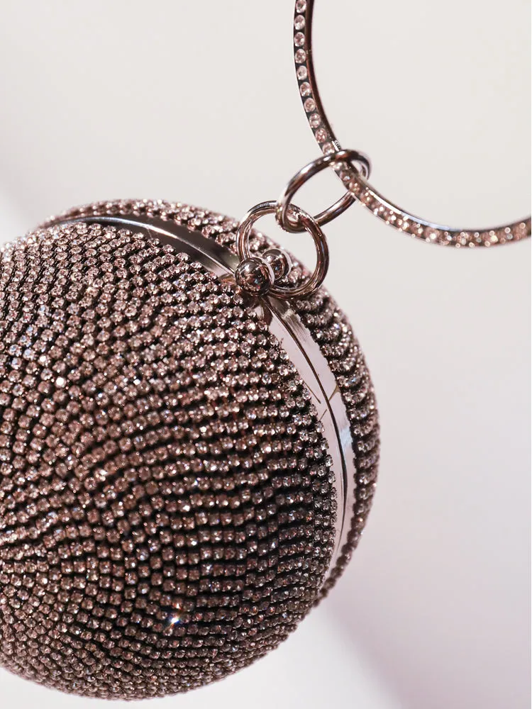 Ball Shape Clutch Purse Party Rhinestone Ring Handbag