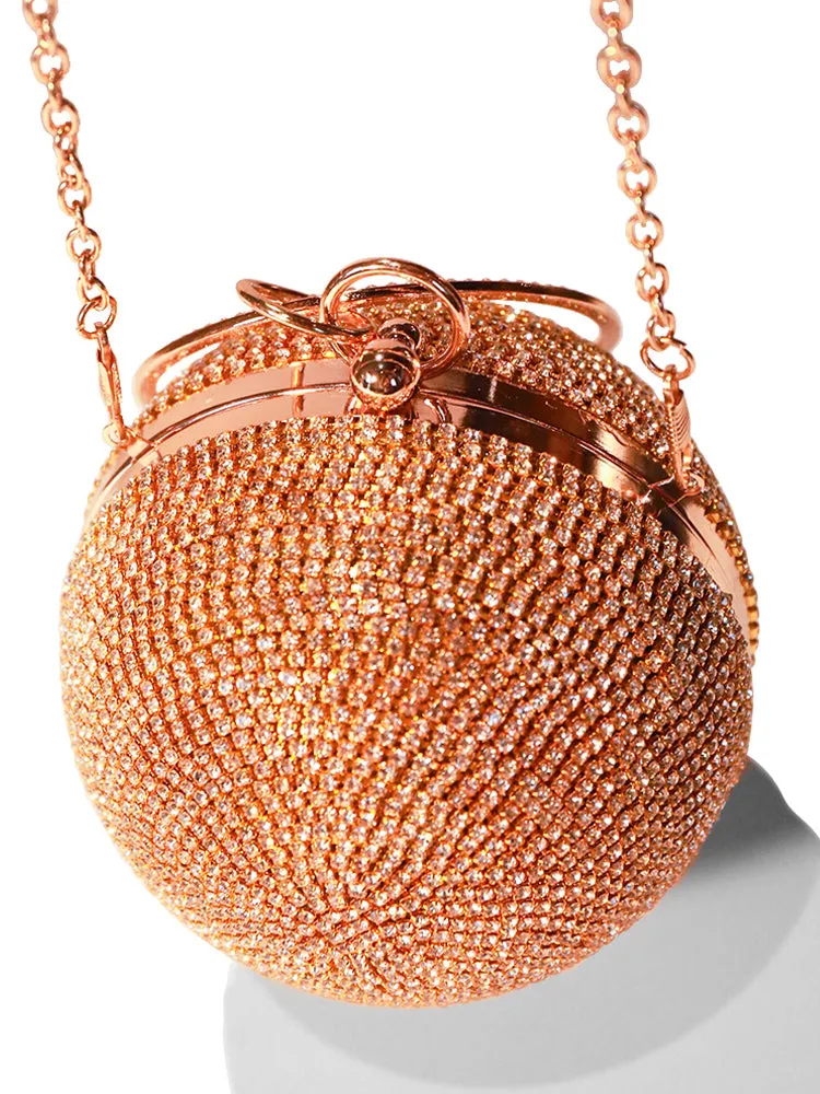 Ball Shape Clutch Purse Party Rhinestone Ring Handbag