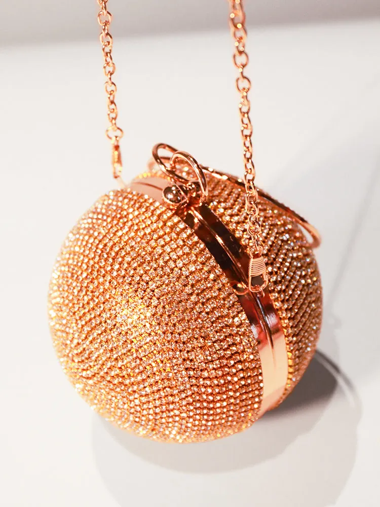 Ball Shape Clutch Purse Party Rhinestone Ring Handbag