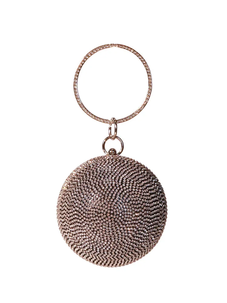 Ball Shape Clutch Purse Party Rhinestone Ring Handbag