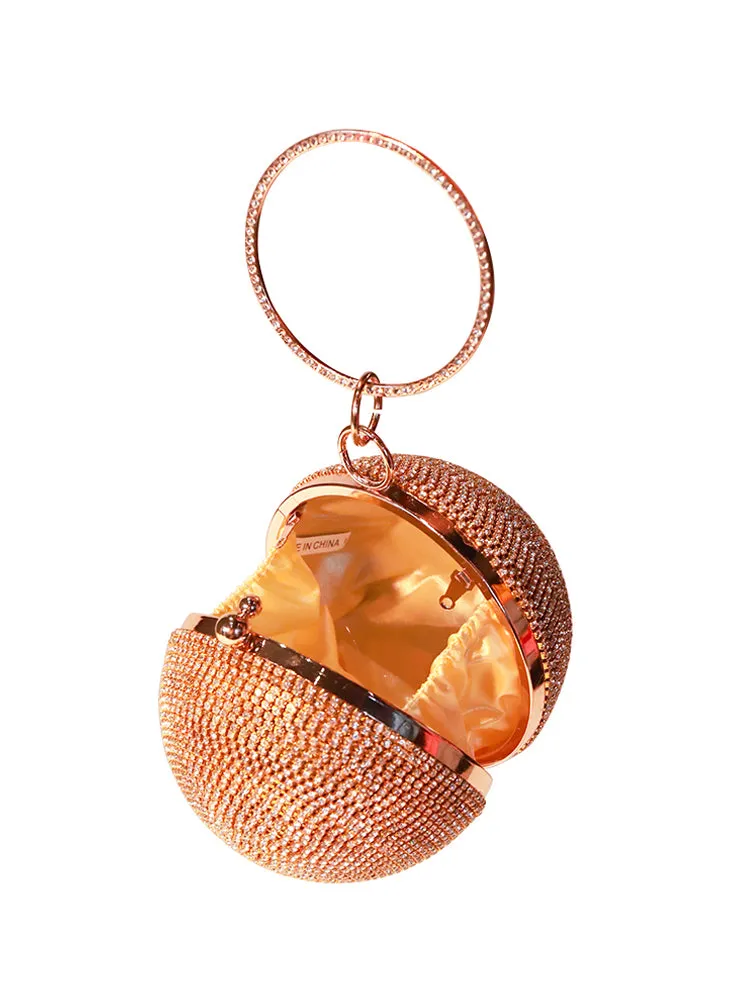 Ball Shape Clutch Purse Party Rhinestone Ring Handbag