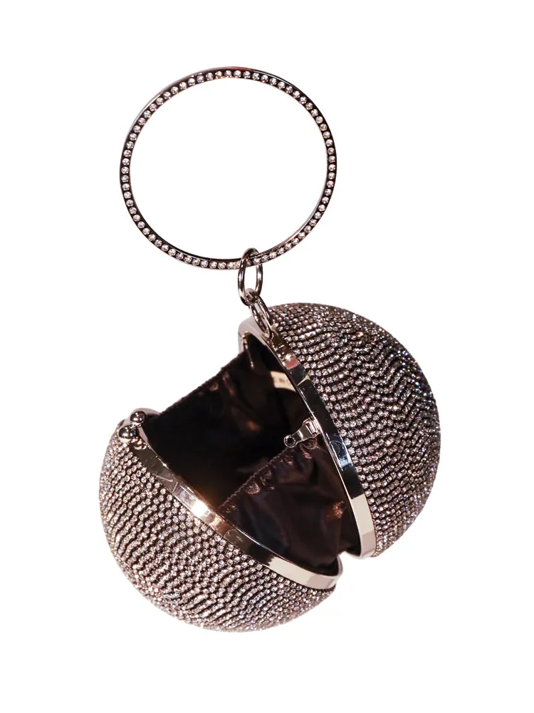 Ball Shape Clutch Purse Party Rhinestone Ring Handbag