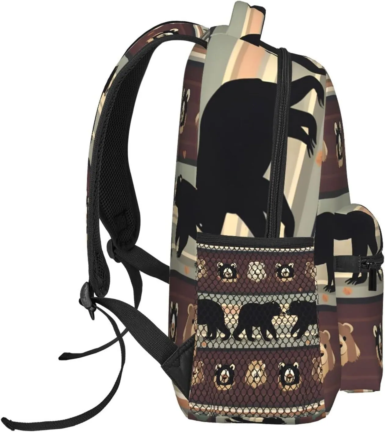 Bear Print Travel Canvas Laptop Backpack For Women Men Aesthetic Backpack Casual Daypack