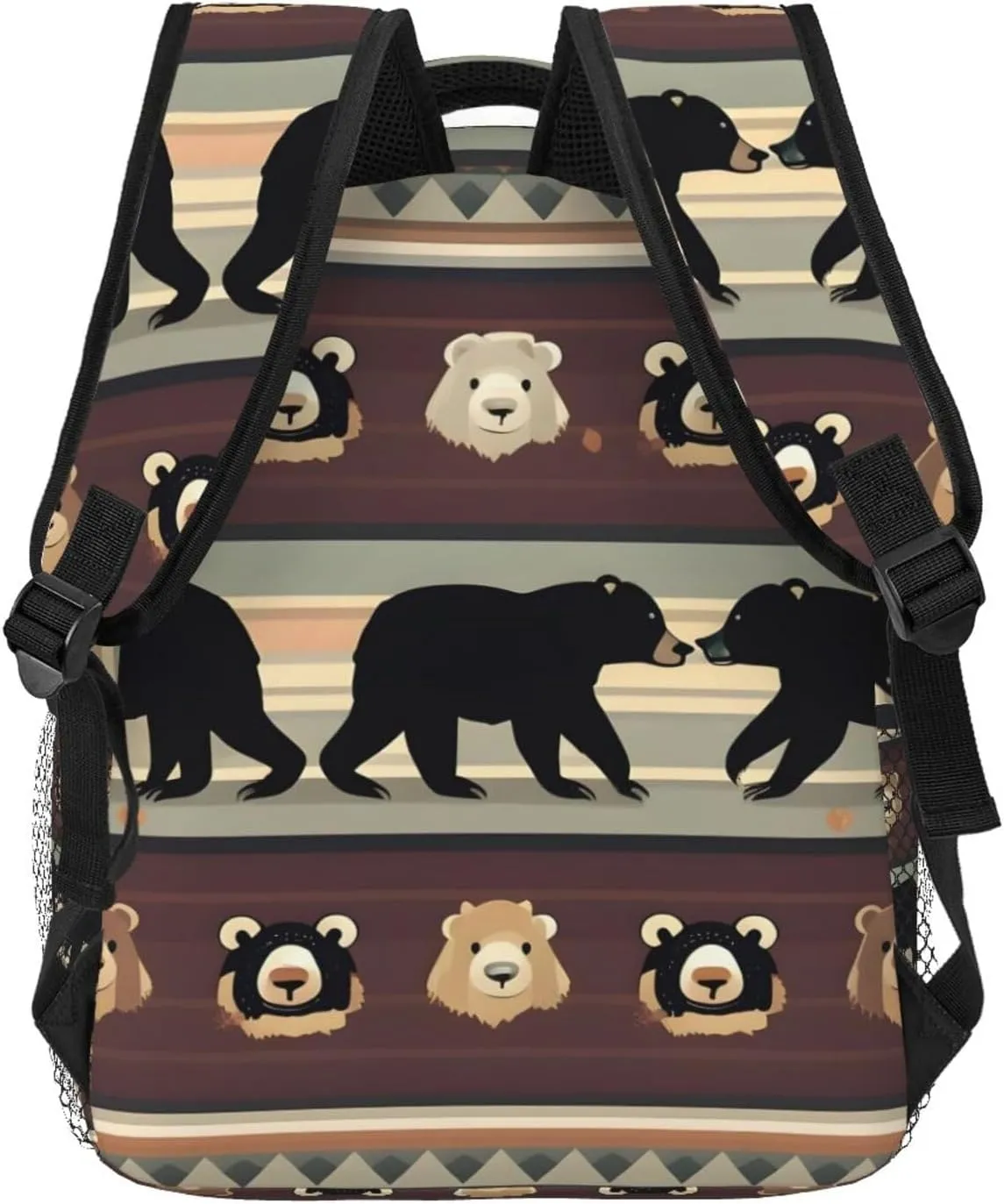 Bear Print Travel Canvas Laptop Backpack For Women Men Aesthetic Backpack Casual Daypack