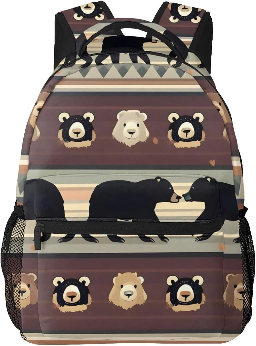 Bear Print Travel Canvas Laptop Backpack For Women Men Aesthetic Backpack Casual Daypack