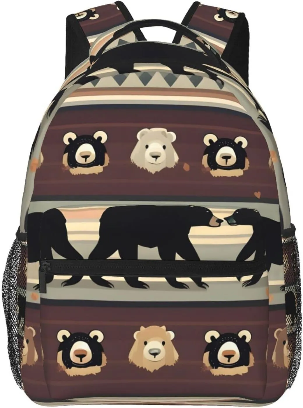 Bear Print Travel Canvas Laptop Backpack For Women Men Aesthetic Backpack Casual Daypack