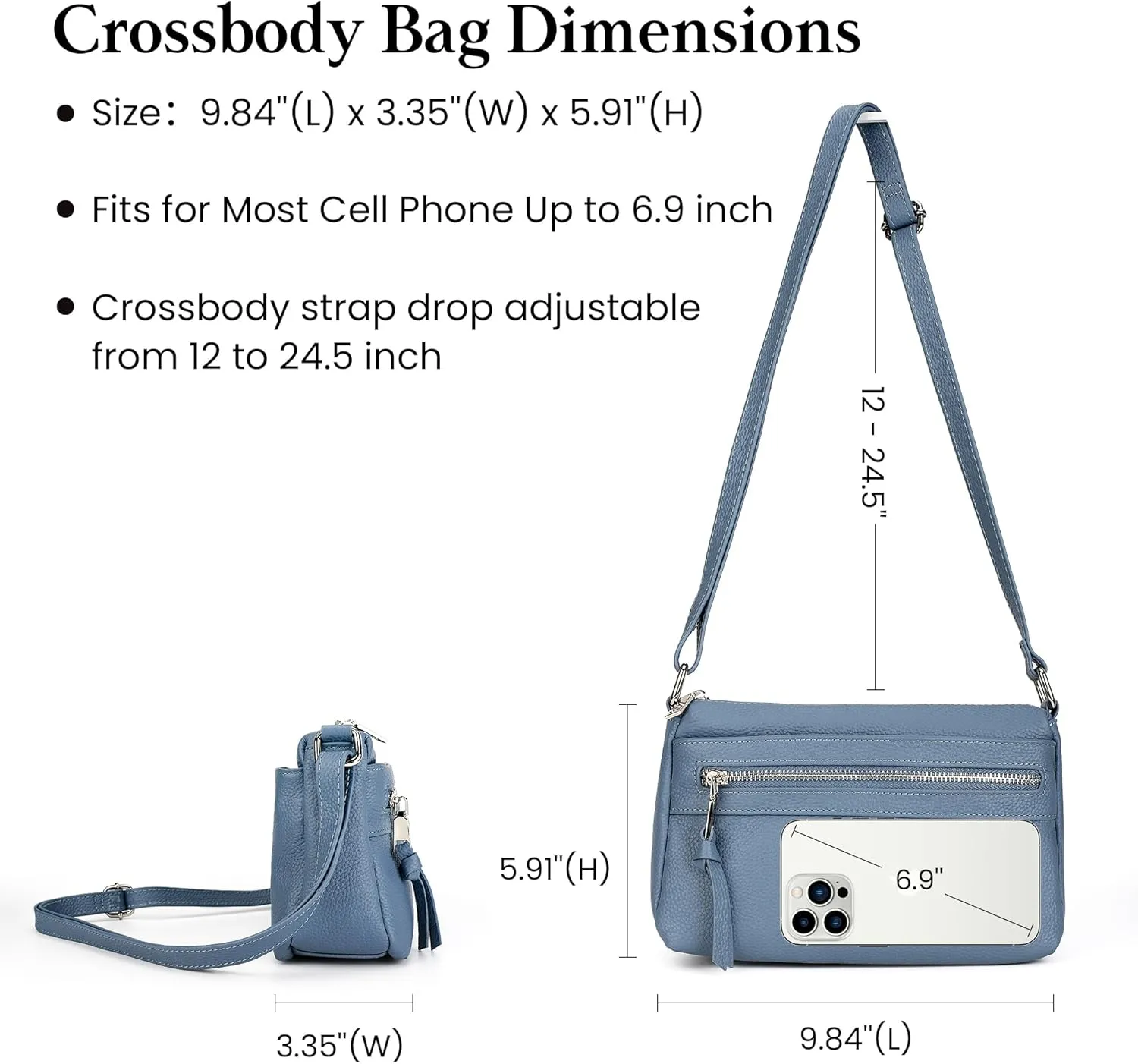 befen Small Genuine Leather Crossbody Purse Bags for Women, Multi Pockets Shoulder Handbag with RFID Blocking Card Slots