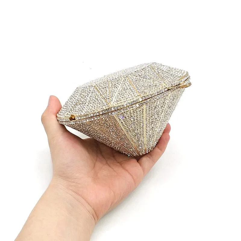 Big Diamond Crystal CZ Clutch Bridal Wedding Evening Bag