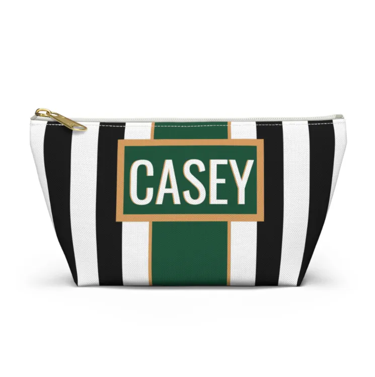 Black & White Stripe Travel Pouch (Customization Available)