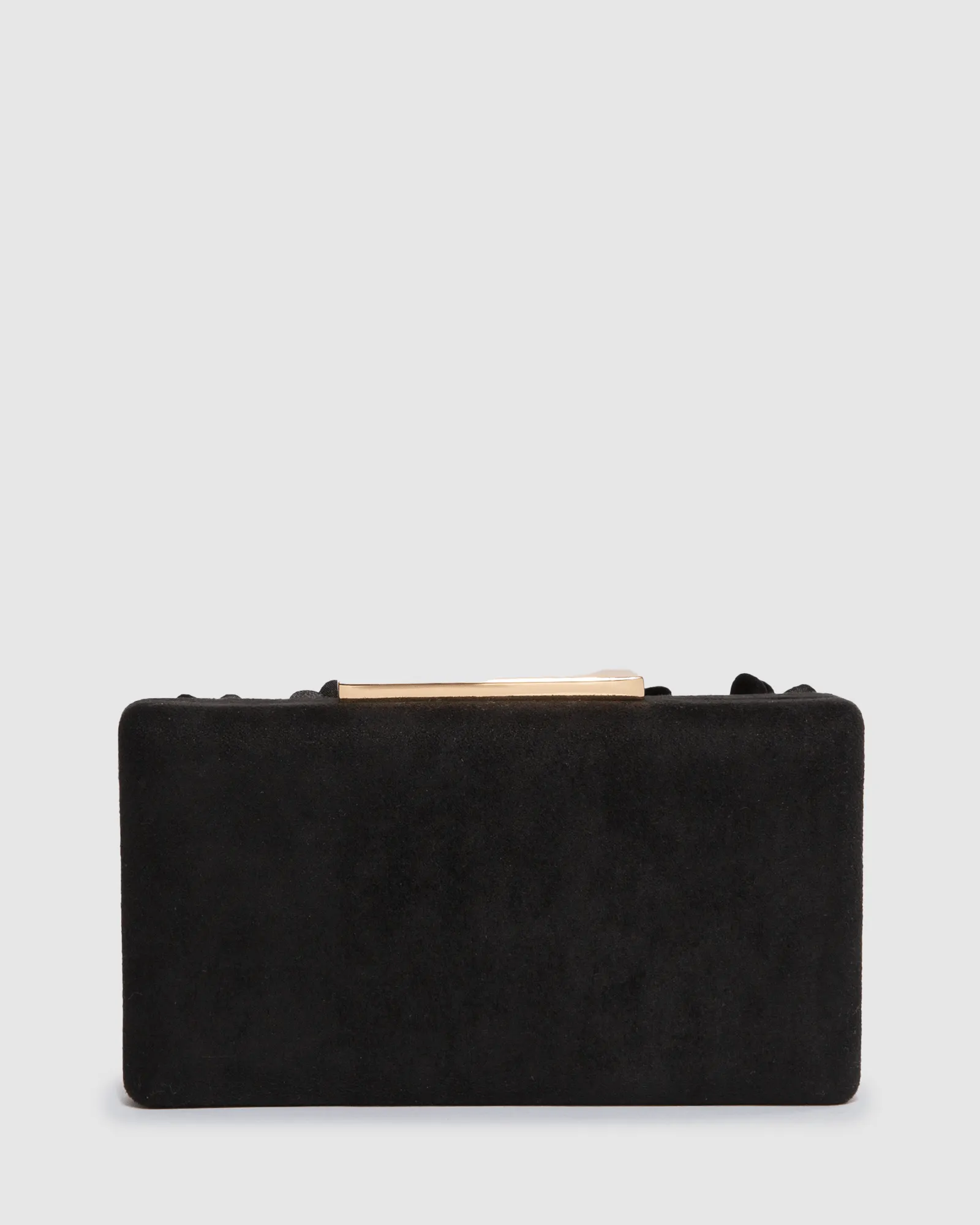 Black Olivia Hardcase Rose Clutch Bag