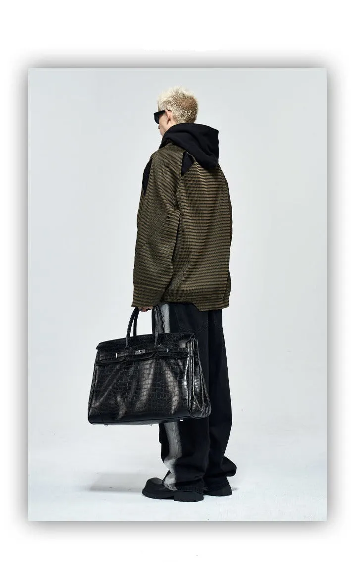 Black Platinum birkin inspired croc pattern overnight weekend tote high street travel weekender bag