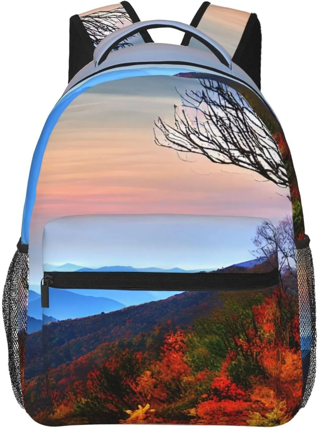 Blue Ridge Mountains Print Travel Canvas Laptop Backpack For Women Men Aesthetic Backpack Casual Daypack
