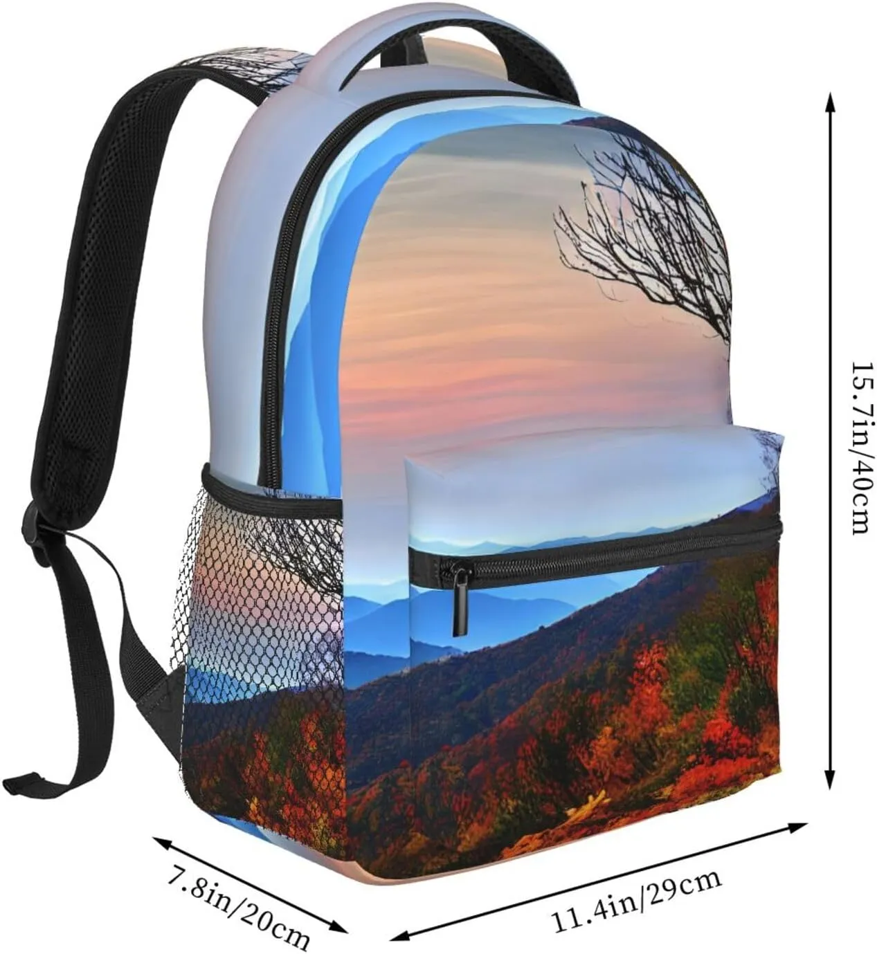 Blue Ridge Mountains Print Travel Canvas Laptop Backpack For Women Men Aesthetic Backpack Casual Daypack