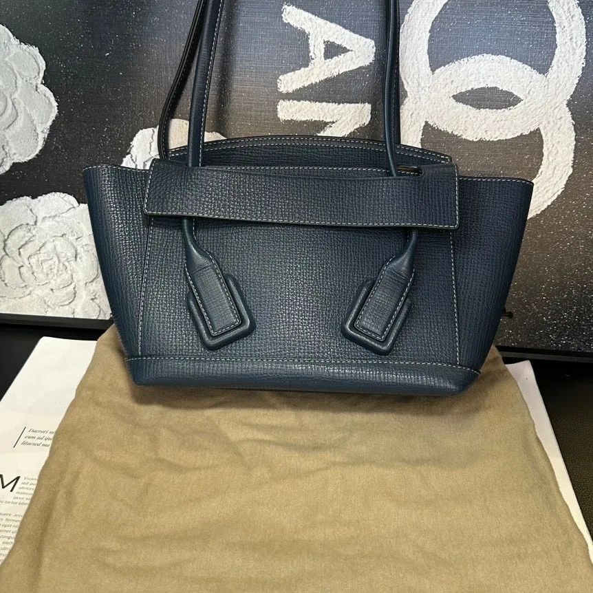 Bottega Veneta Dark Blue Arco Tote Wing Bag