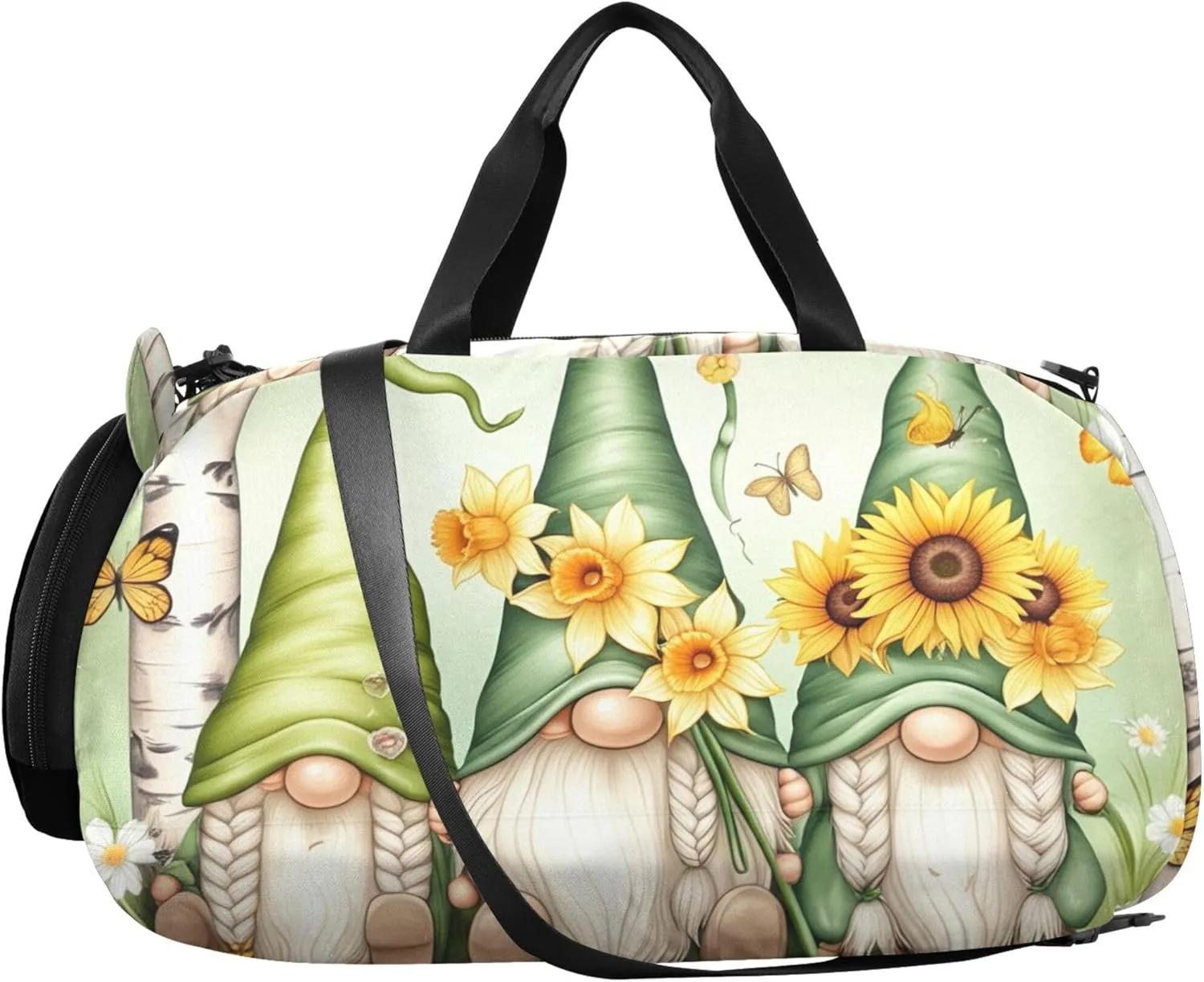 Boys Carry on Duffel Cute Gnomes Green Hats Toddler Weekender Bags Girls Duffle Bags Travel Tote Sports Dance Bag