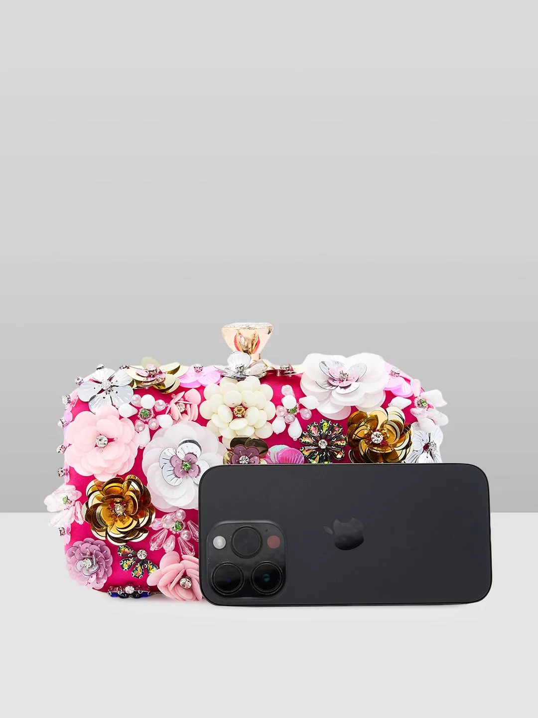 Caprese Ava Floral Clutch Box Small Magenta - Stylish Bag for Festive Events