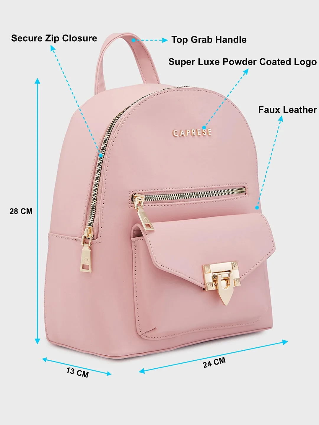 Caprese Rabina Fashion Backpack Medium Pink