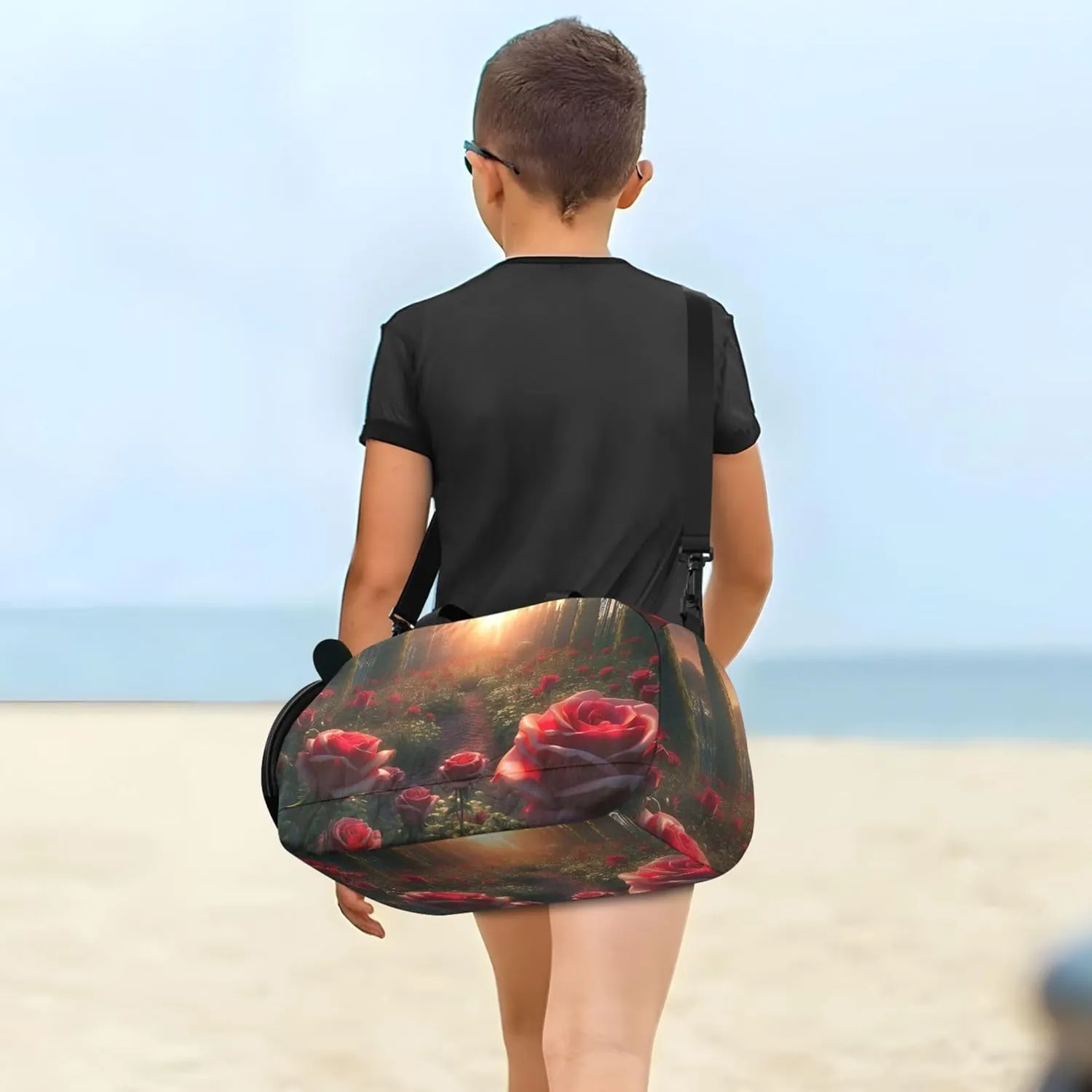 Carry on Duffel Bag Boys Overnight Weekender Duffel Beautiful Rose Garden Travel Duffle Bags Girls Tote Dance Duffle Bag