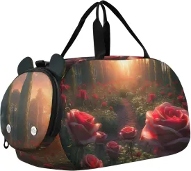 Carry on Duffel Bag Boys Overnight Weekender Duffel Beautiful Rose Garden Travel Duffle Bags Girls Tote Dance Duffle Bag