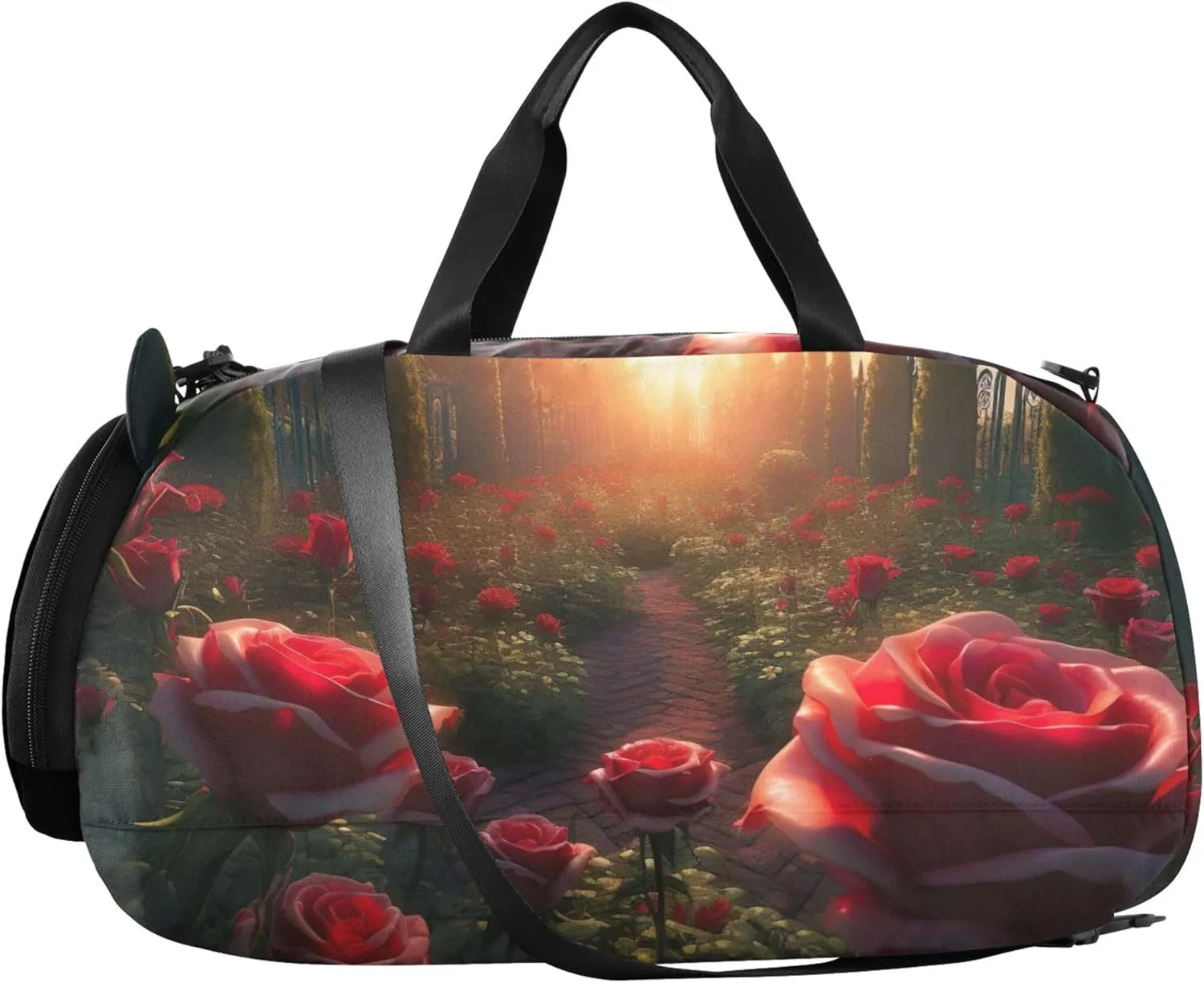 Carry on Duffel Bag Boys Overnight Weekender Duffel Beautiful Rose Garden Travel Duffle Bags Girls Tote Dance Duffle Bag