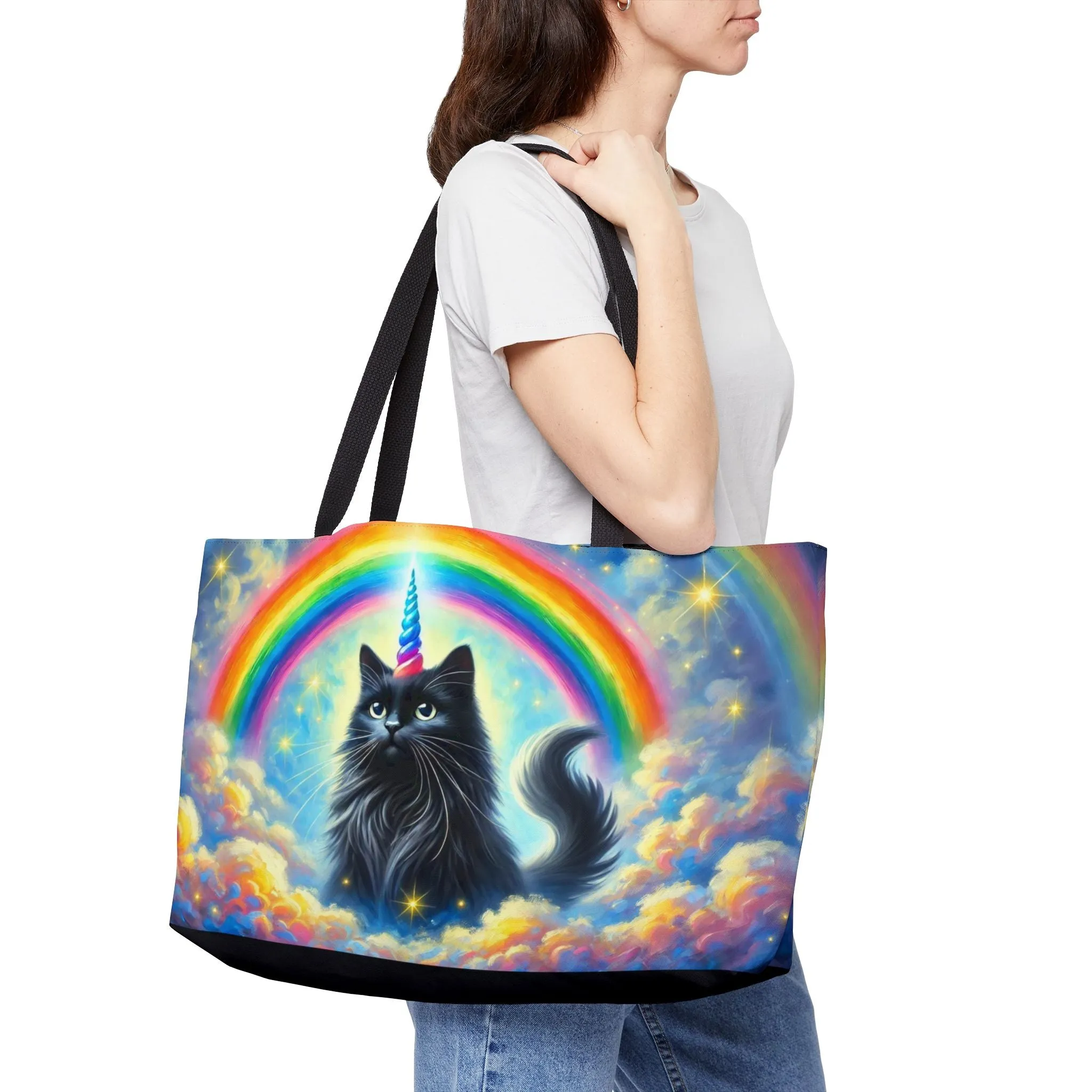 Caticorn in the Clouds - Cat Unicorn Rainbow - Weekender Tote Bag