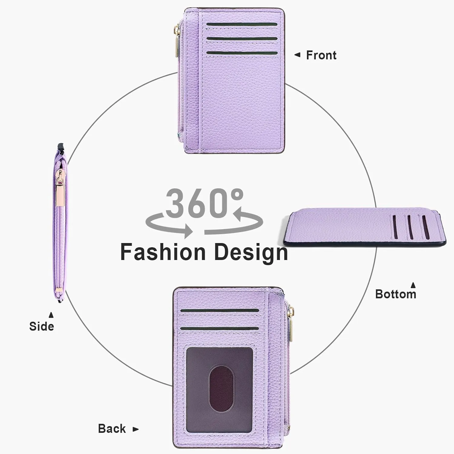 Credit Card Holder for Women Slim Minimalist Front Pocket RFID Blocking Wallet Small Compact Card Case with ID Window, Purple