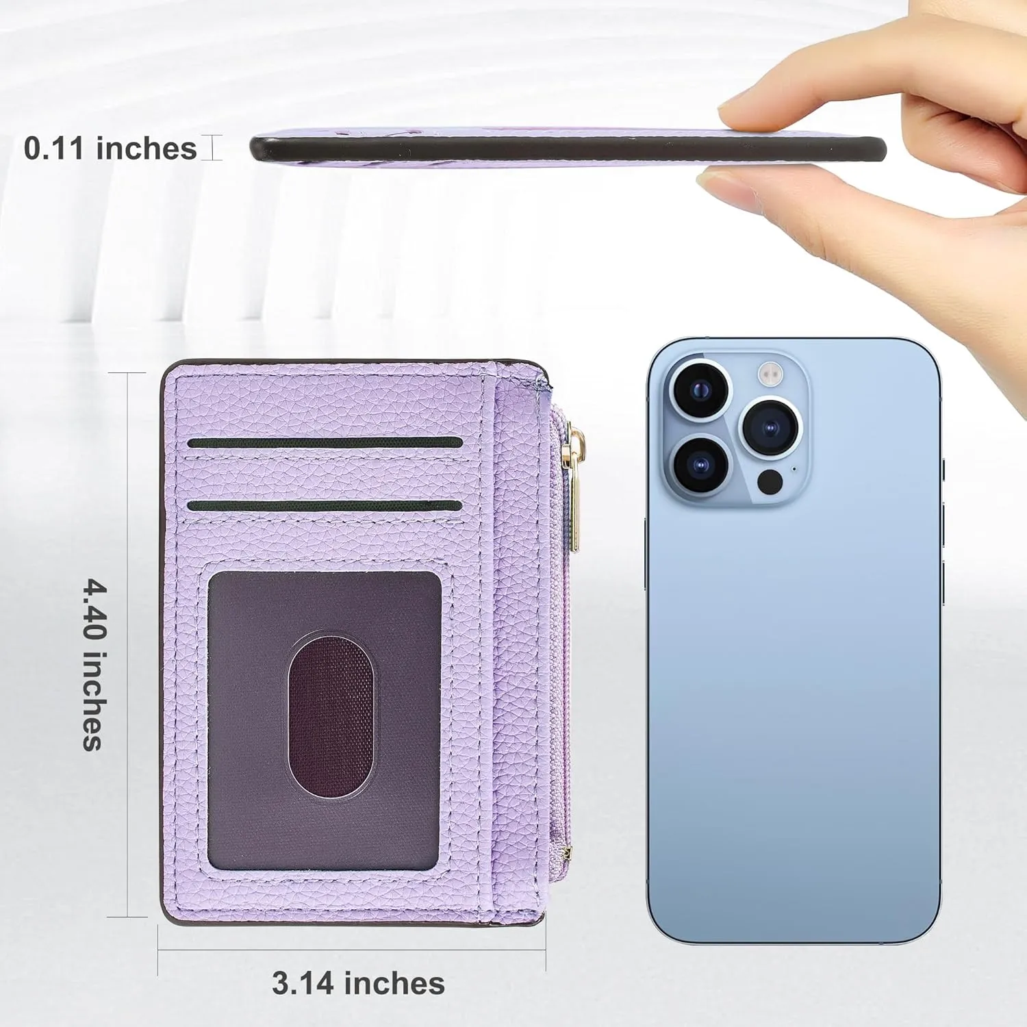 Credit Card Holder for Women Slim Minimalist Front Pocket RFID Blocking Wallet Small Compact Card Case with ID Window, Purple