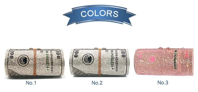 Crystal Bling Dollar Bill Money Clutch Purse Handbag-WM79
