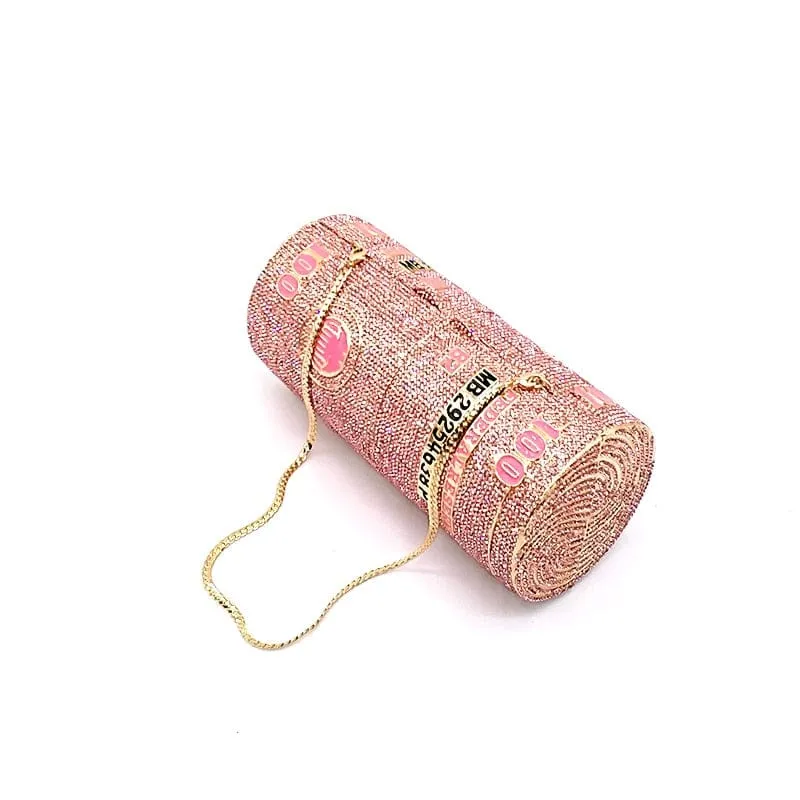 Crystal Bling Dollar Bill Money Clutch Purse Handbag-WM79