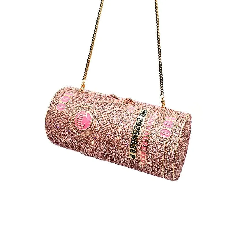 Crystal Bling Dollar Bill Money Clutch Purse Handbag-WM79