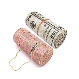 Crystal Bling Dollar Bill Money Clutch Purse Handbag-WM79