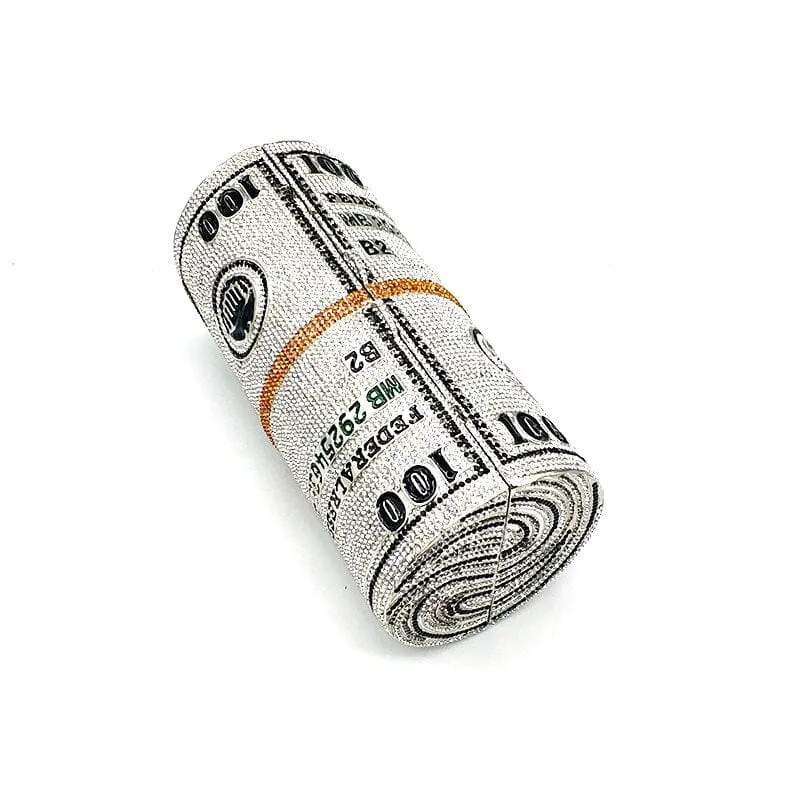 Crystal Bling Dollar Bill Money Clutch Purse Handbag-WM79