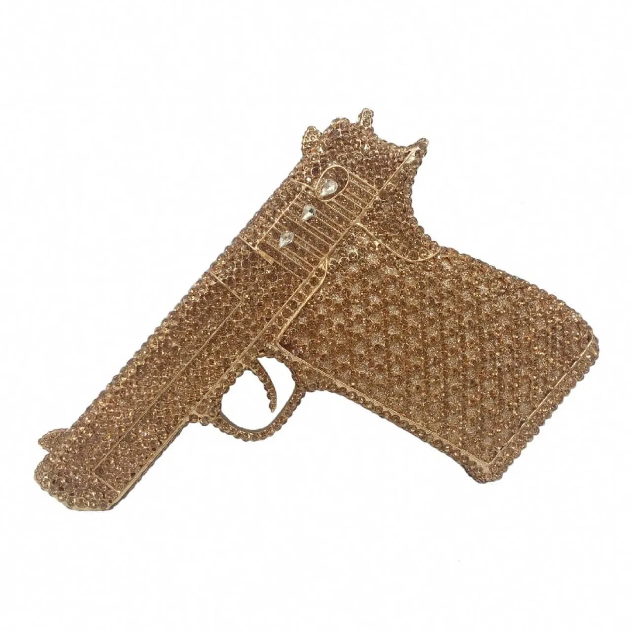 Crystal Gun Shaped Purse Pistol Style Glittering Evening Clutch