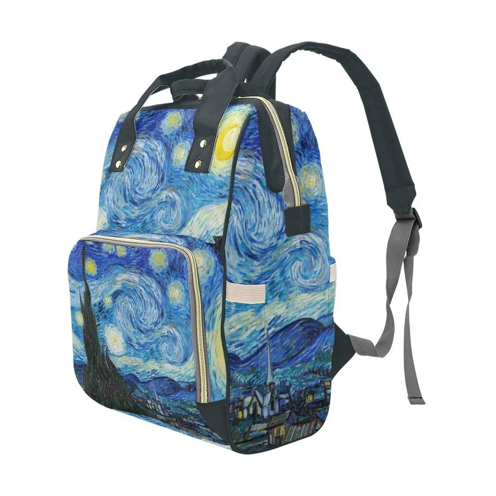 Diaper Bag - Vintage Art | Vincent van Gogh: The Starry Night | Multi Compartment Bag, Babygirl Custom Diaper Bag, Hipster Diaper Backpack