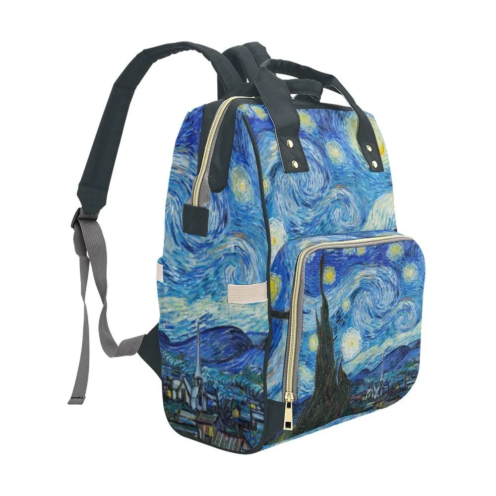 Diaper Bag - Vintage Art | Vincent van Gogh: The Starry Night | Multi Compartment Bag, Babygirl Custom Diaper Bag, Hipster Diaper Backpack