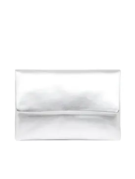 Dual Envelope Clutch in Silver