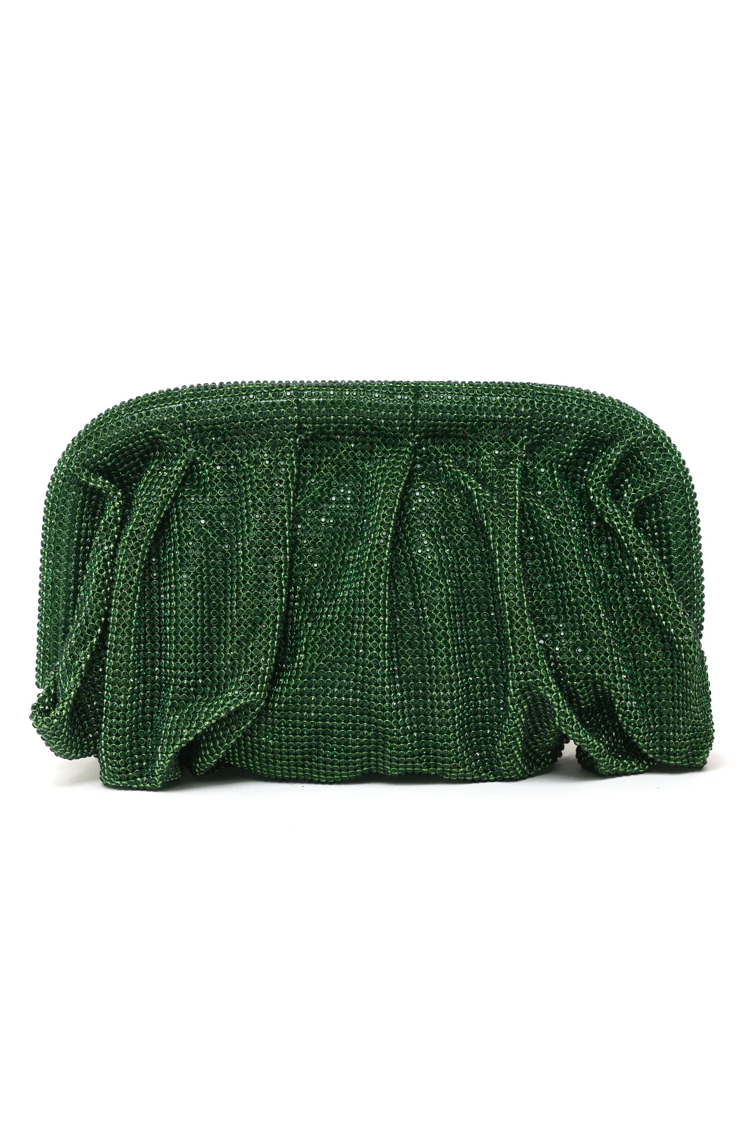 EMERALD LUXE GATHERED CLUTCHED-GREEN