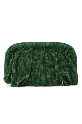 EMERALD LUXE GATHERED CLUTCHED-GREEN